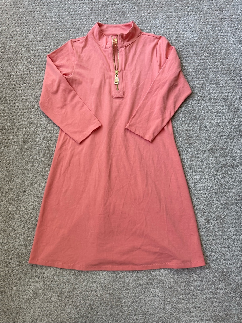 Spartina 449 Coral Zip-Front 3/4 Sleeve Casual Dress